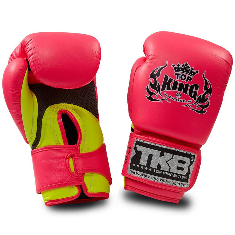 Top King Neon Pink / Gelb "Double Lock" Boxhandschuhe [Air Version]