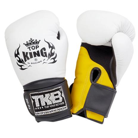 Top King White / Yellow with Black Cuff "Super Air" Boxhandschuhe