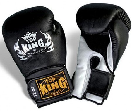 Boxing Gloves - Top King Black / White "Super Air" Boxing Gloves