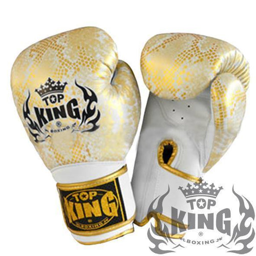 Boxing Gloves - Top King Gold / White "Snake" Boxing Gloves