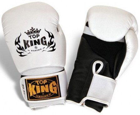 Boxing Gloves - Top King White / Black "Super Air" Boxing Gloves